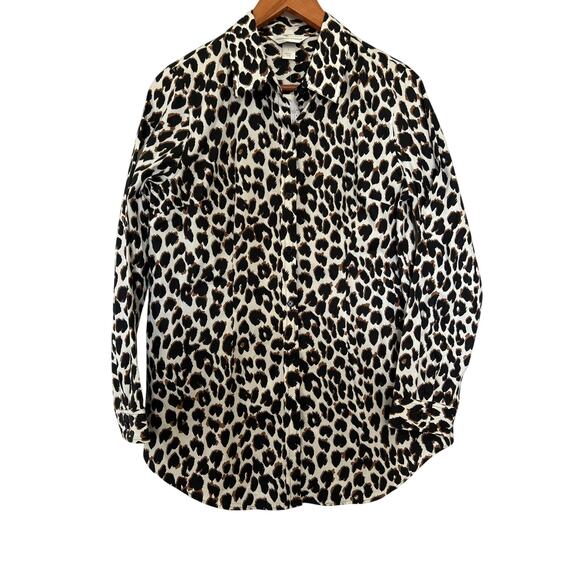 Christopher & Banks Blouse Long Sleeve Animal Print Button Down Top Small - Picture 1 of 10